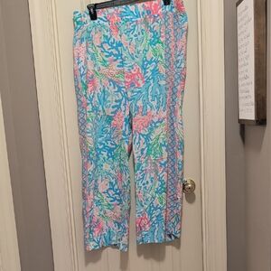 Lilly Pulitzer Coral Print Pants - Blue, Pink, Green